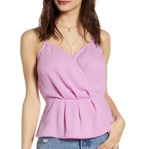 NWT Leith Nordstrom Purple Wrap Front Peplum Cami Camisole Ruffle Tank XL